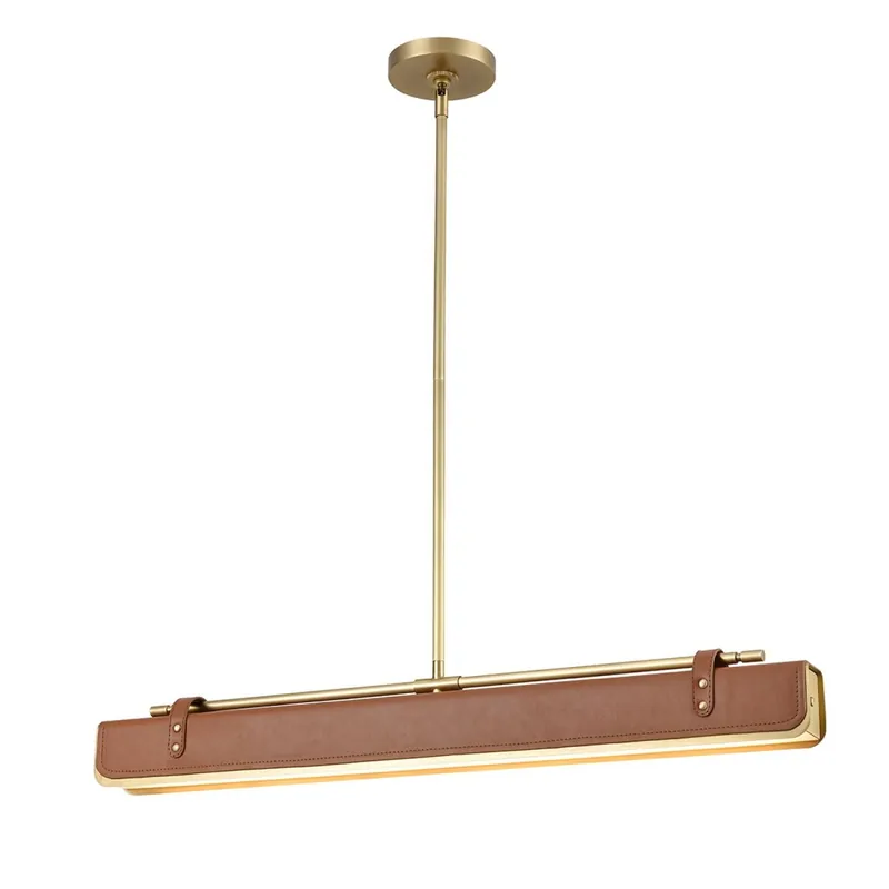 Zertifiziert LED Pendelleuchte Balken B: 80 cm Metall Kunstleder 2620K