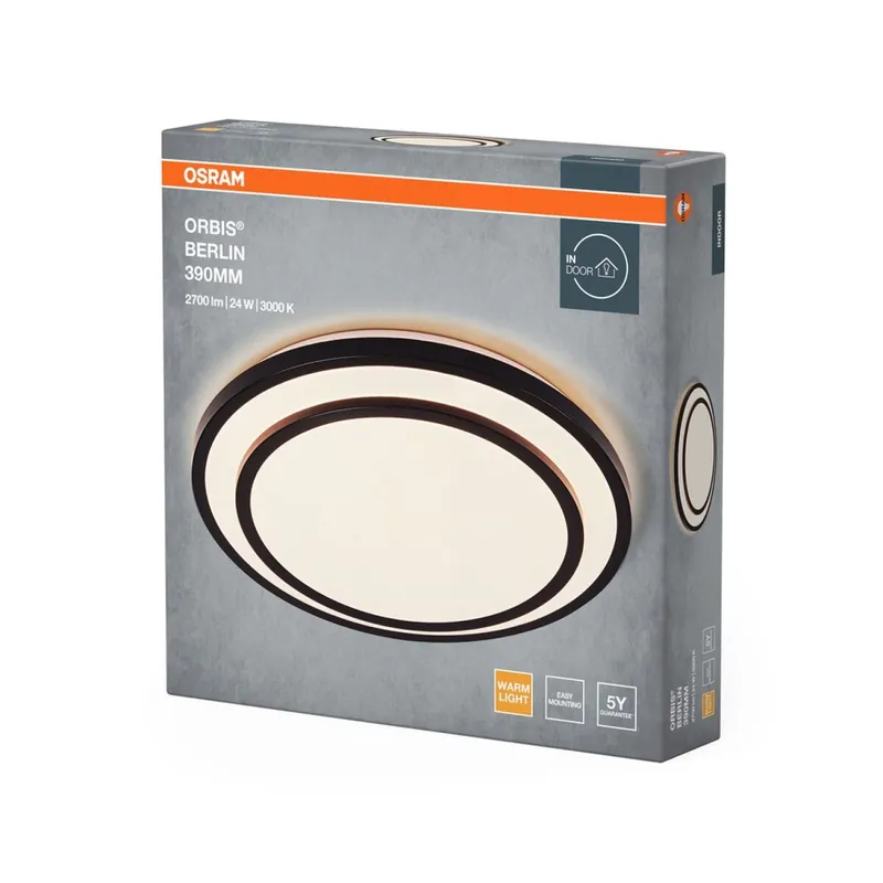 LED Deckenleuchte Schwarz Metall 3000K Ø39cm rund OSRAM Nur Heute