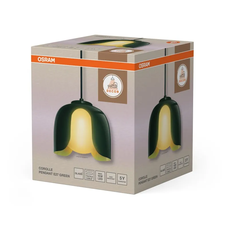 Hängelampe Glas Metall Modern E27 Grün L:20 cm OSRAM Bestpreis