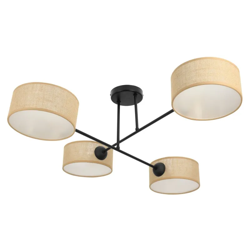 Versand Am Gleichen Tag Deckenlampe Stoff Schwarz Beige E27 L:80 cm wohnlich