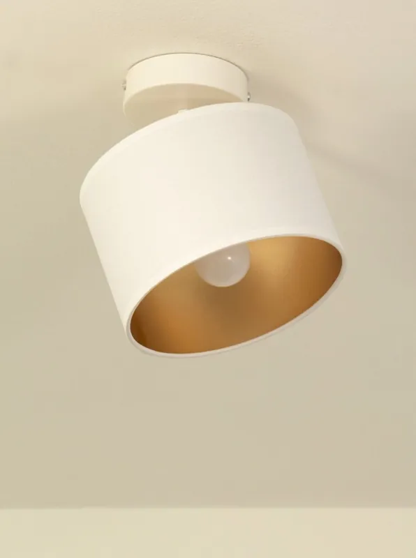 Deckenspot flexibel Stoff Weiß Gold E27 L:18 cm Sale
