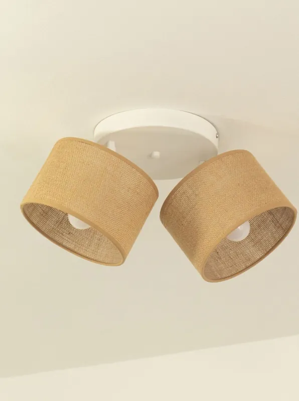 Deckenspot verstellbar Stoff Weiß Beige E27 L:45 cm Super-Preis
