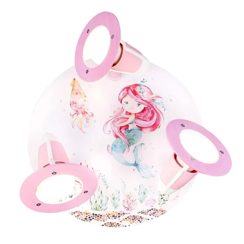 Highlight Deckenstrahler Kinderzimmer Ø 29 cm Meerjungfrau Rosa 3x E14