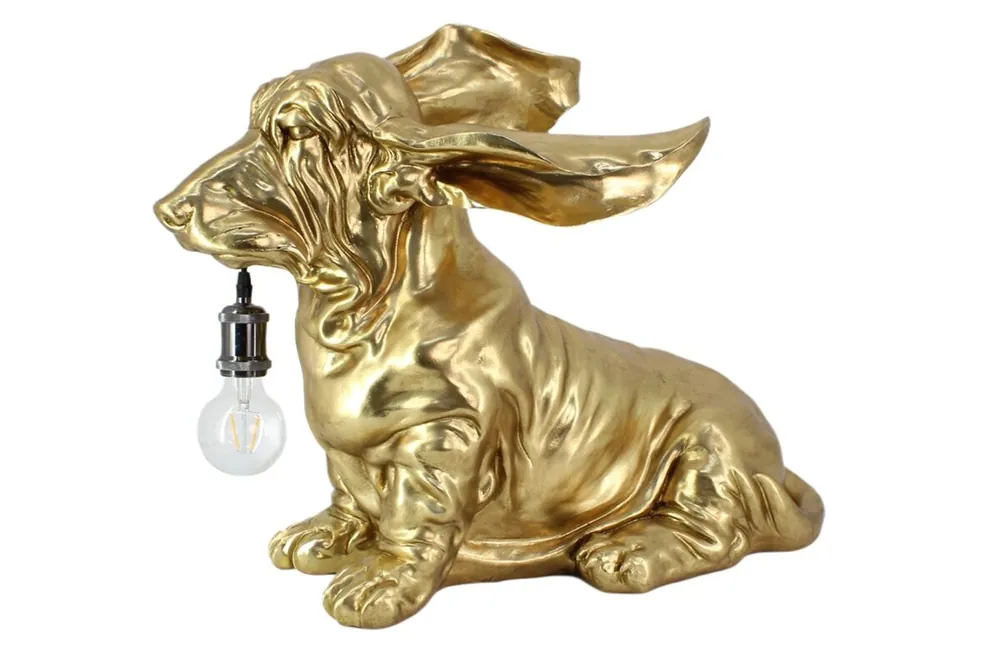 Finale Aktion Deko Tischleuchte in Gold 50 cm hoch Dackel Statue E27