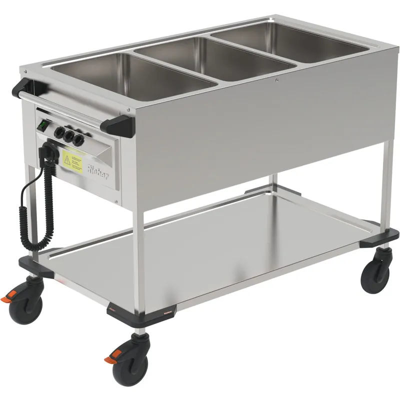 Zubringerwagen 3 x GN 1/1 / 200 mm tief Griff stirnseitig / 1227 x 675 x 900 mm Jetzt Bestellen