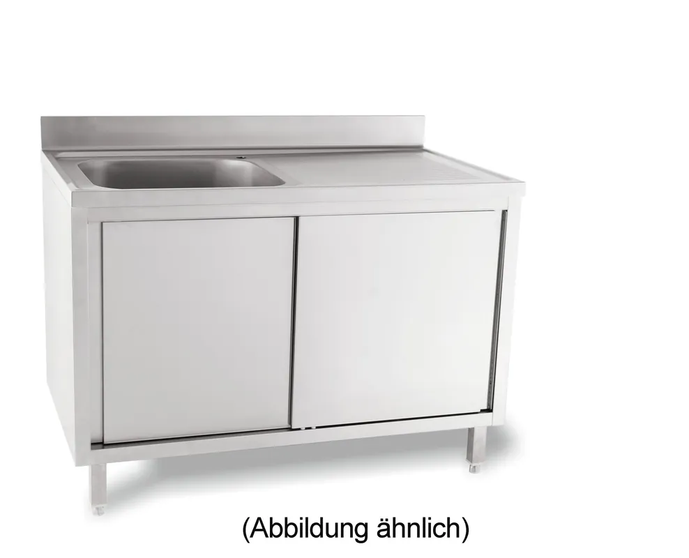 Wochenendangebot Spülschrank mit 50 mm Aufkantung mit Schiebetüren 2 Becken links
