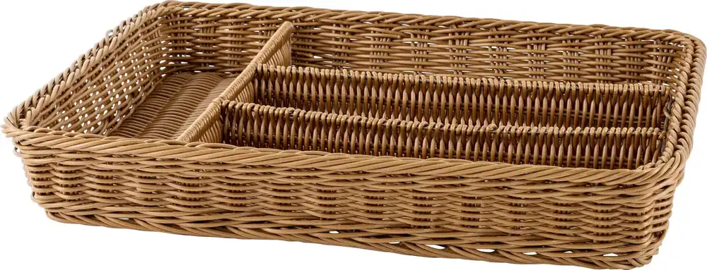 Korb Besteck 4 Fächer 40x30x6,5cm braun Preisreduziert