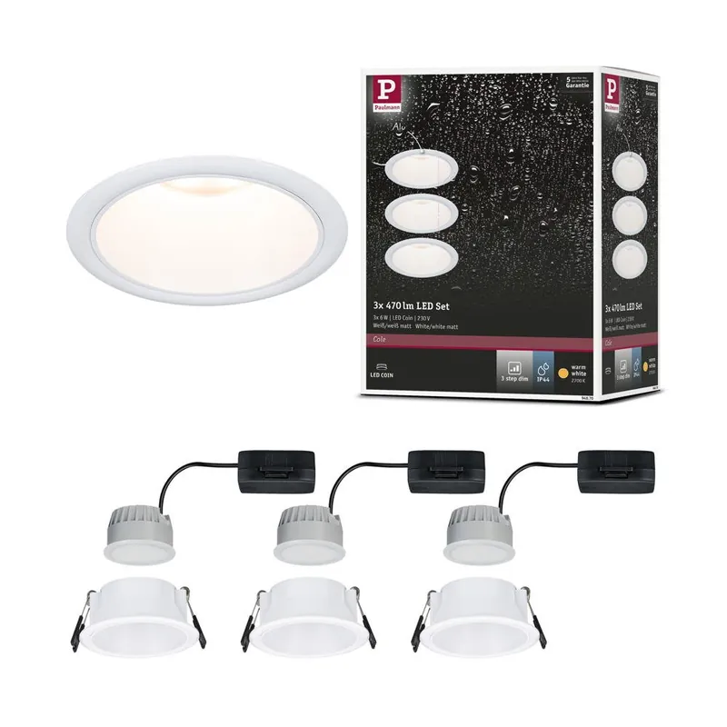 Schnäppchen Paulmann LED Einbauleuchte Cole Coin in Weiß 3x 6W 1410lm IP44