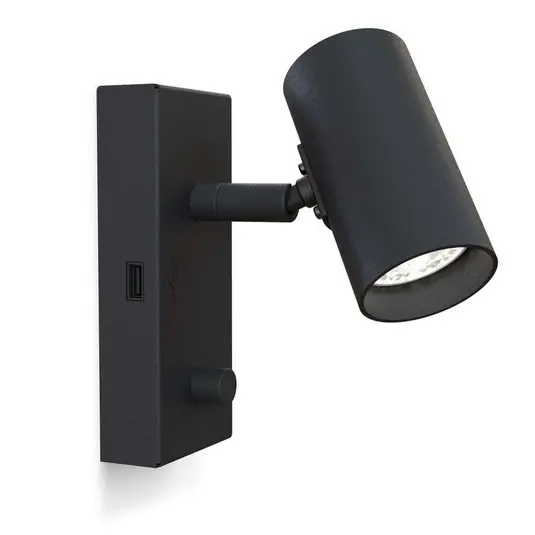 Tyson USB Wandleuchte Left Black - Belid Highlight