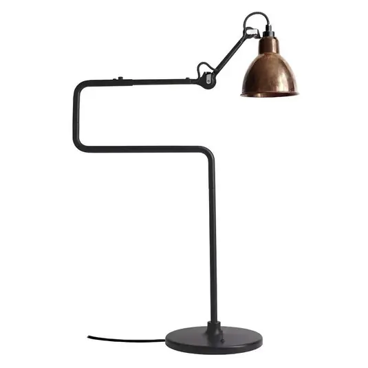 Zertifiziert 317 Tischleuchte Schwarz/Raw Kupfer - Lampe Gras