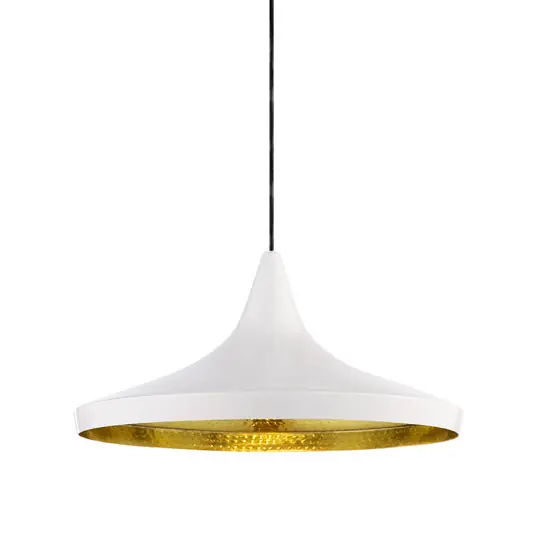 Schneller Versand Beat Wide LED Pendelleuchte Glossy White/Brass- Tom Dixon