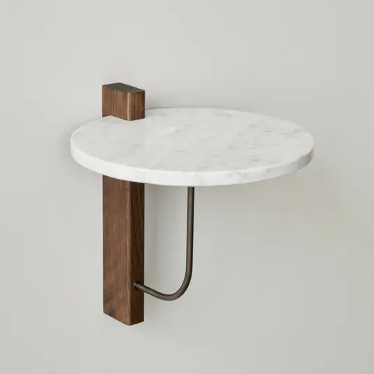 Super-Preis Corbel Wandregal, dunkles Eichenholz, Marmor, 27 cm - Audo