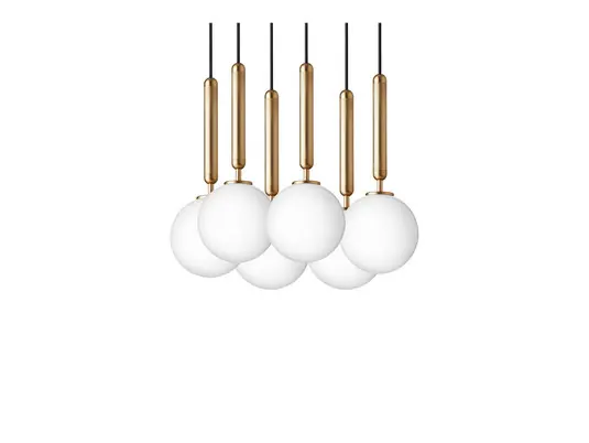 Miira 6 Kronleuchter, Ø 35 cm, messing/opal, 6-flg. - Nuura Sonderangebot