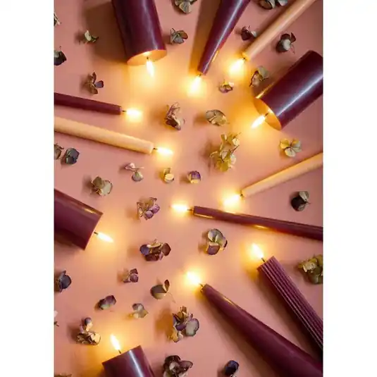 Kerze LED gerillt 2er 3,2 x 25,5 cm weinrot - Uyuni Lighting Sale