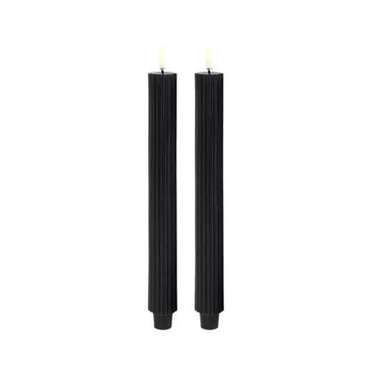Kerze LED gerillt 2er 3,2 x 25,5 cm schwarz - Uyuni Lighting Billig