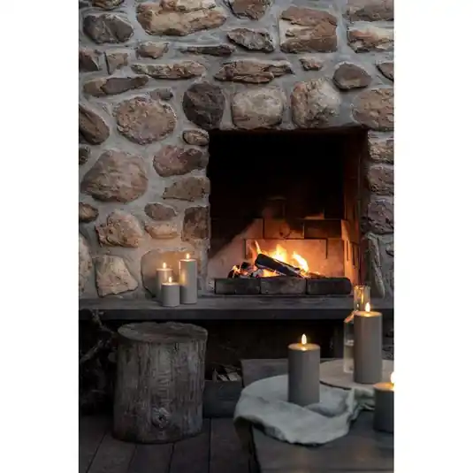Abverkauf LED-Außen-Stumpenkerze, 20 cm, sandstein - Uyuni Lighting