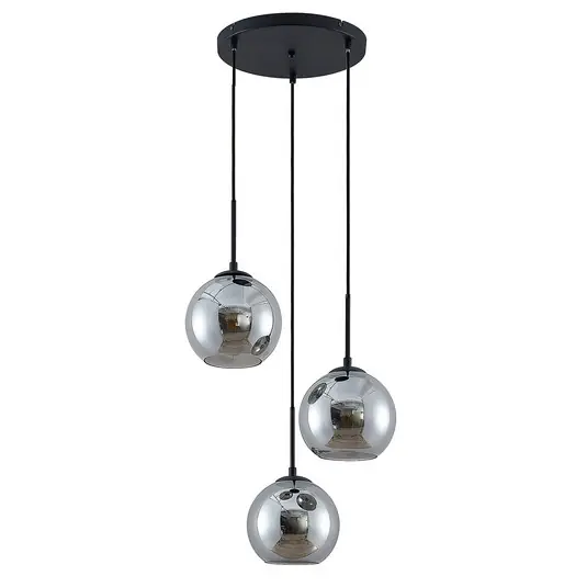 Schneller Versand Jurian 3 Round Pendelleuchte Black/Smoke - Lindby
