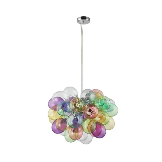 Lucande Hängeleuchte Diborah, Ø 50 cm, bunt, Glas, G9 Neu