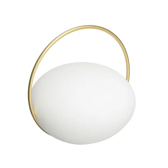 Orbit LED-Akku-Tischlampe, weiß/messing, IP44 CCT - UMAGE Geprüft