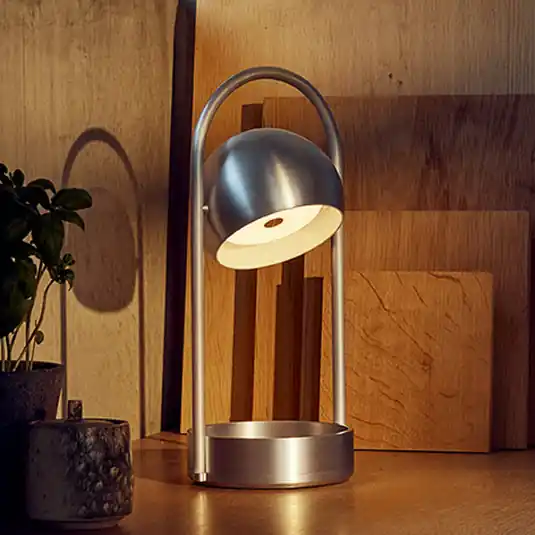 Nur Heute Ball Portable LED-Akku-Tischleuchte, alu - FRANDSEN
