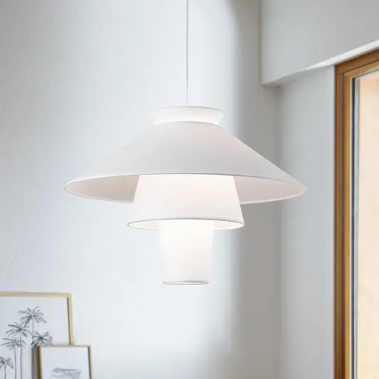 Ruche Hängeleuchte, Ø 58 cm, weiß - MARKET SET Neue Ware