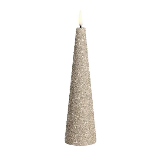 Solange Der Vorrat Reicht CONE LED-Kerze, creme, Höhe 22 cm, Glitter - Uyuni Lighting