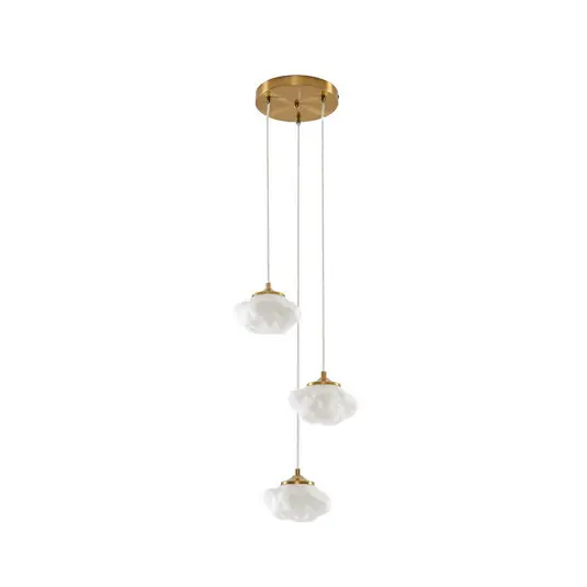 Piatra Hängelampe, opal/messing, 3-fl, Ø25cm, Glas - Lindby Aktuell