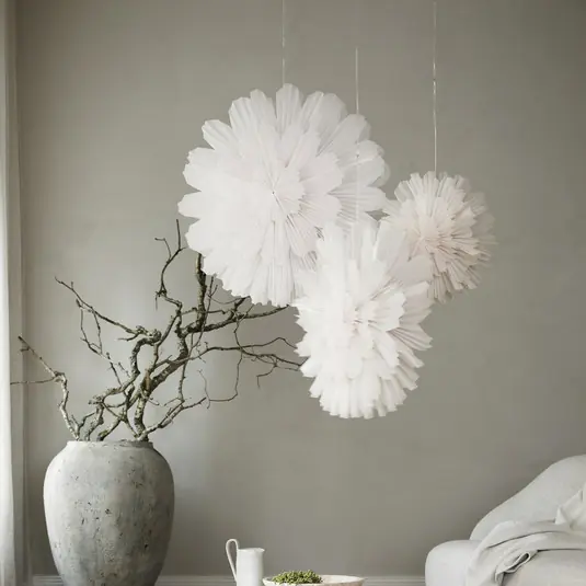 Super-Preis Snöblomma Papierstern, weiß, Ø68cm, Blumenform - Watt & Veke