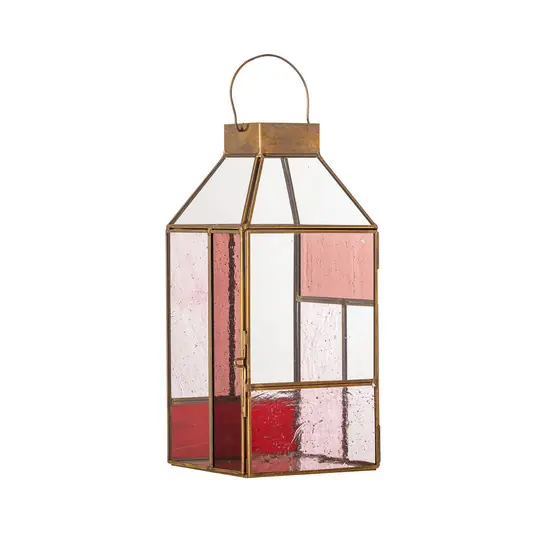 Highlight Drew Laterne, klar/rosa, Höhe 34 cm, Glas - Bloomingville