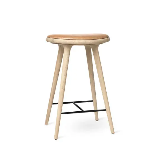 Neu Barhocker, braun, Eiche/Leder, Höhe 74 cm - Mater