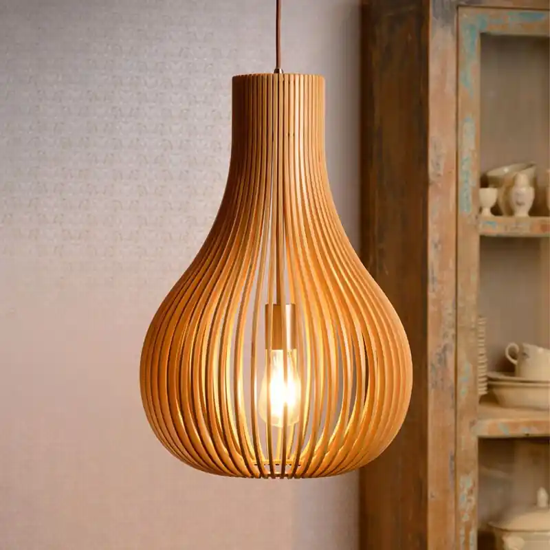 Holz Pendelleuchte Braun, Bodo Sonderaktion