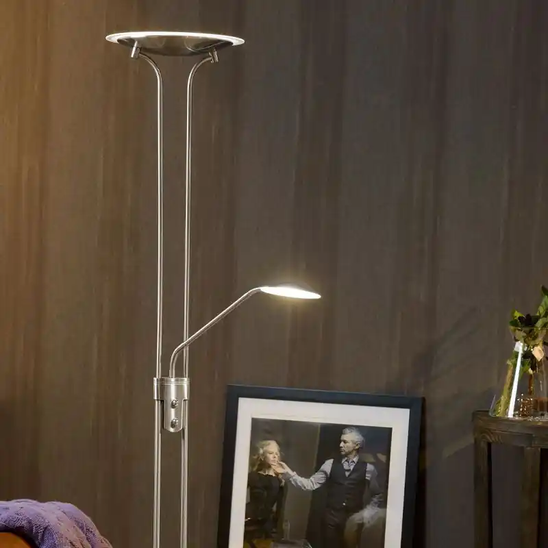 Chrom Leselampe Stehlampe Modern, Champion, 20W, 3000K LED Top-Preis