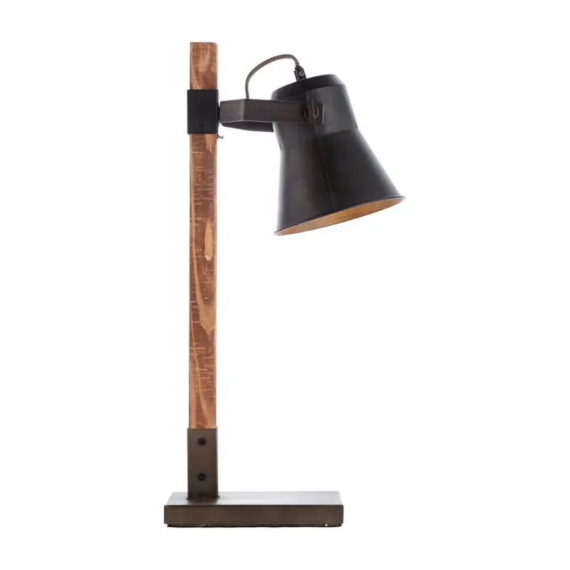 Echt Holz Tischleuchte Braun, Audrey, mit Schalter