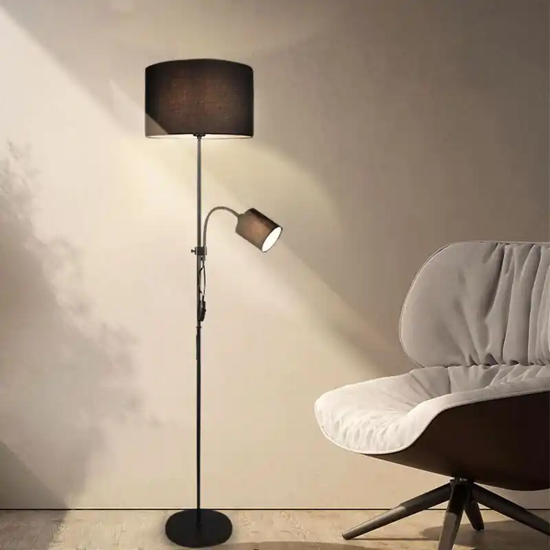 Schwarze Leselampe Stehlampe Modern, Edina, mit Schalter Mega-Angebot