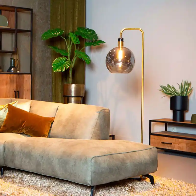 Graue Stehlampe Vintage, Julius, mit Schalter Sofort Bestellen