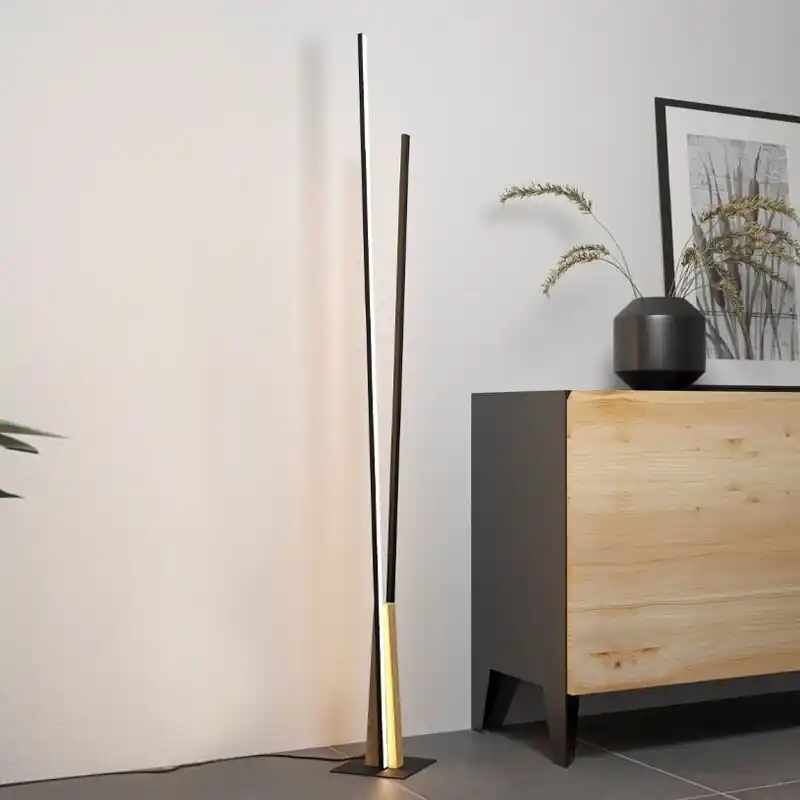 Schwarze moderne Stehlampe Aluminium, Leintje, 12,8W, 3000K LED, mit Schalter Schneller Versand