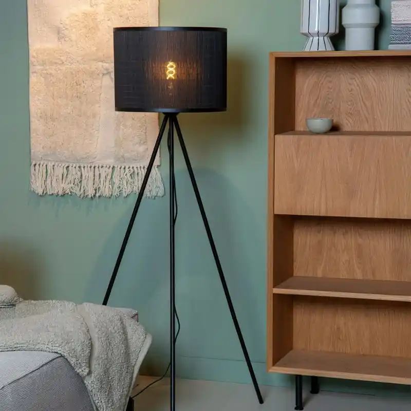 Neu Im Sortiment Bambus Stativlampe Schwarz, Tagalog, mit Schalter