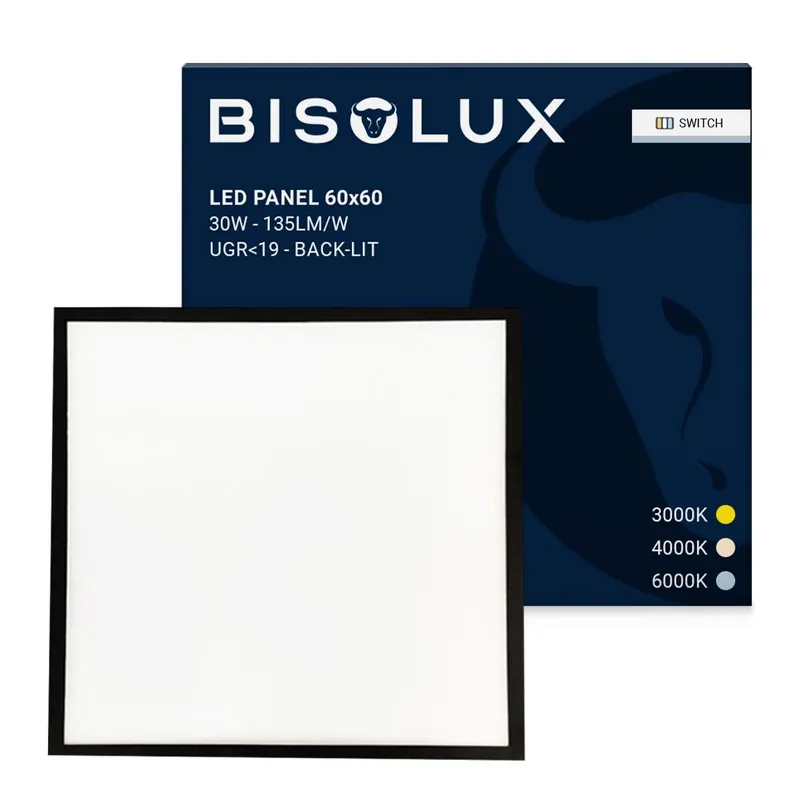 Sichere Zahlung Schwarzes LED Panel 60x60 - 100 lm/W - UGR<19 - Einstellbares Weiß - Back-lit