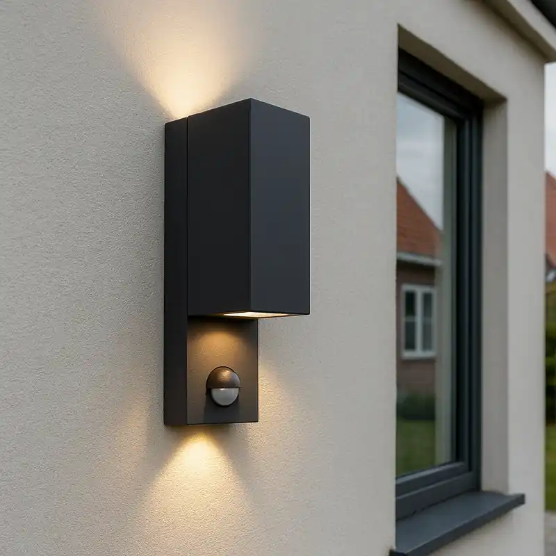 Moderne Außen Wandleuchte mit Bewegungsmelder Schwarz, Corella, IP54 Beliebt