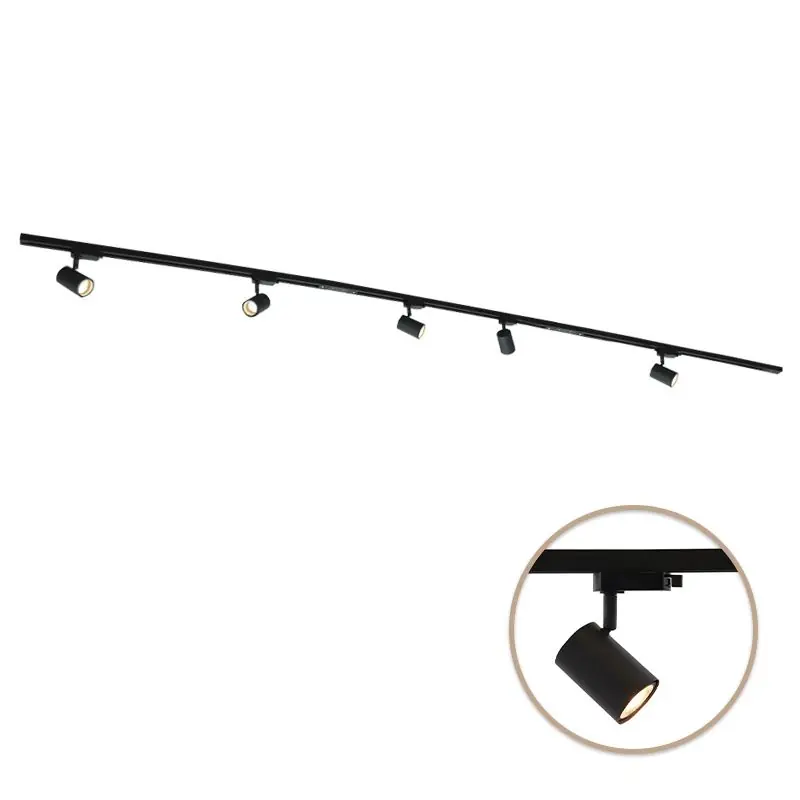 3M schwarzes 1 phase Schienenbeleuchtung System + 5 Elena Strahler Top-Angebot