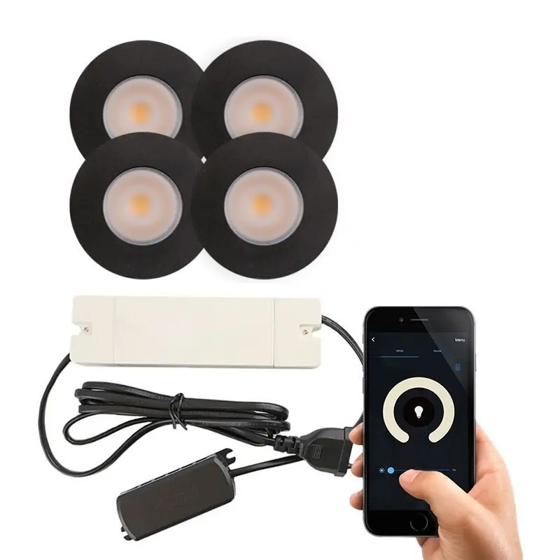 4 schwarze Smart Einbaustrahler Terrassenüberdachung Dico, IP65, inkl. Anschlussset Preiswert
