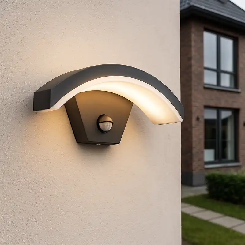 Wochenendangebot Moderne Außen Wandleuchte mit Bewegungsmelder Schwarz, Annemay, 6W, 3000K LED, IP54