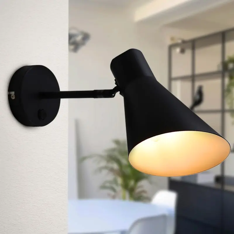 Moderne Wandleuchte Schwarz, Vico, mit Schalter Super-Preis
