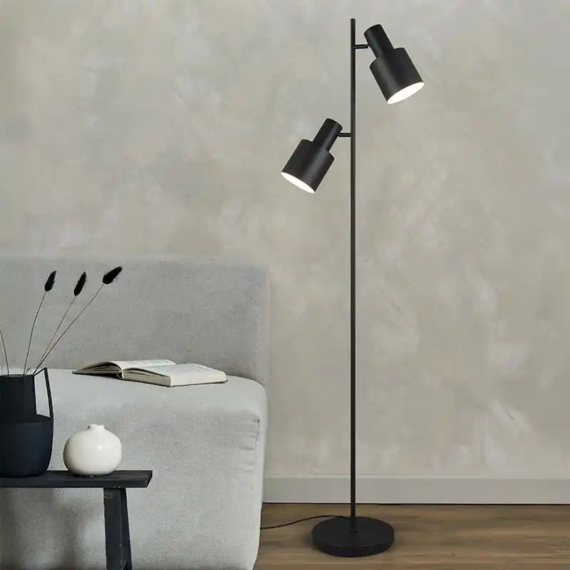 Zertifiziert Schwarze Stehlampe Metall, Amila, mit Schalter