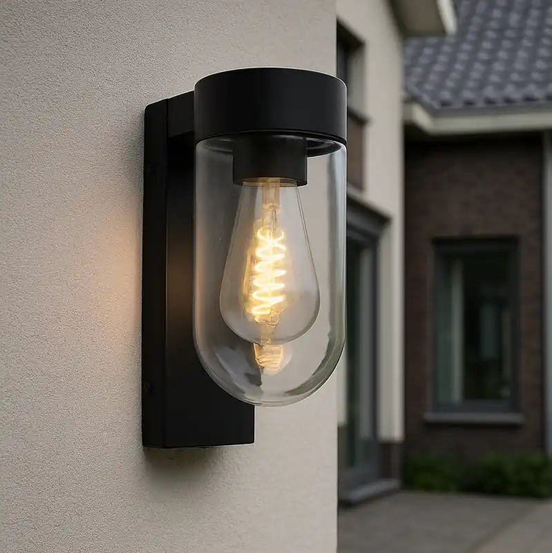Top-Preis Aluminium Außen Wandleuchte mit Dämmerungsmelder Schwarz, Bella, IP44