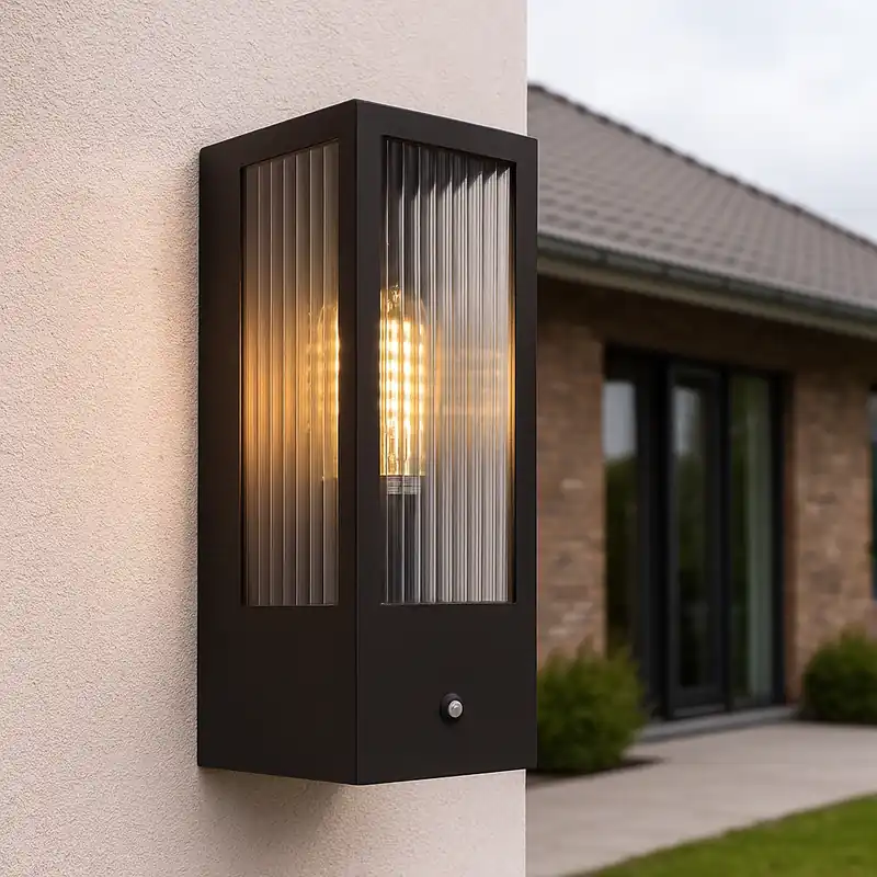 Top-Angebot Moderne Außen Wandleuchte mit Dämmerungsmelder Schwarz, Senne, IP44