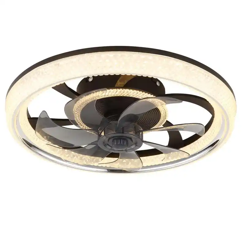 Schwarze design Deckenventilator Acryl, Kaleb, 30W, warm- bis kaltweiß einstellbare LED, mit Fernbedienung Angebot