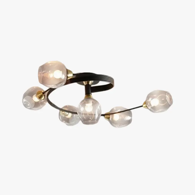 Mega-Angebot Valentina LED Deckenleuchte, Metall/Glas, Schwarz/Gold, Wohnzimmer 3+1 Köpfe D75cm