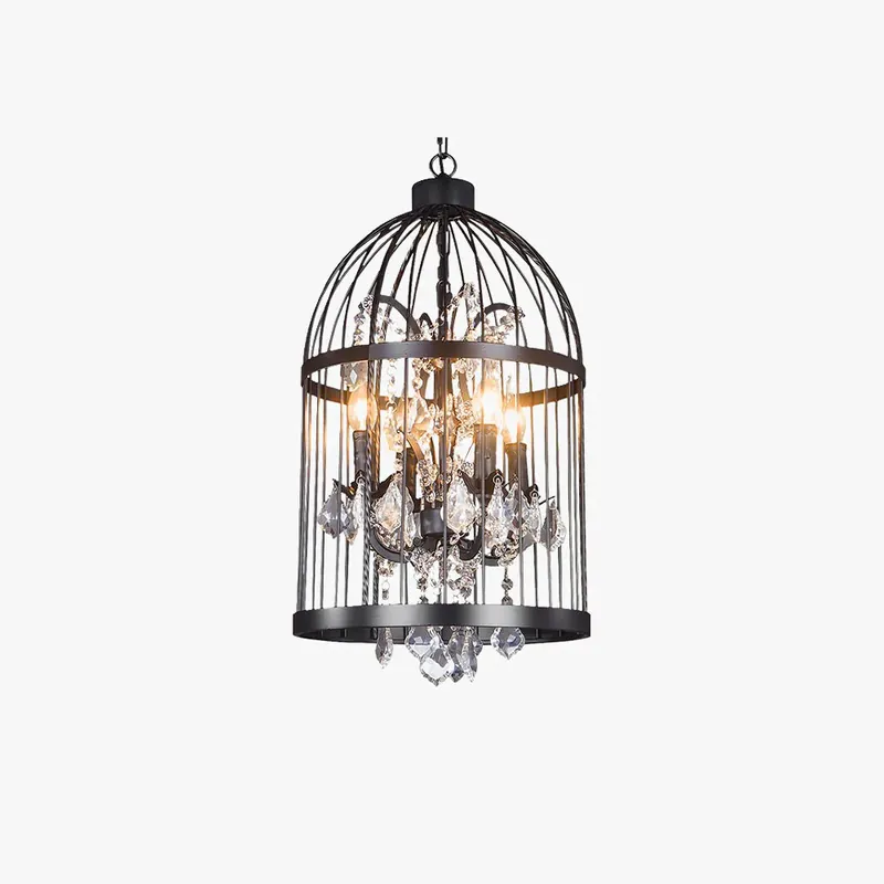 Zertifiziert Kristy Vintage Vogelkäfig LED Pendelleuchte Schwarz/Weiß Wohn/Esszimmer Metall