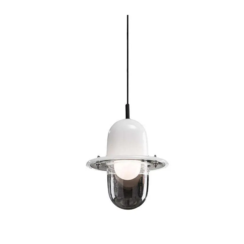 Neue Kollektion Avi Post Moderne Hutglas Pendelleuchte, Weiß/Schwarz/Klar